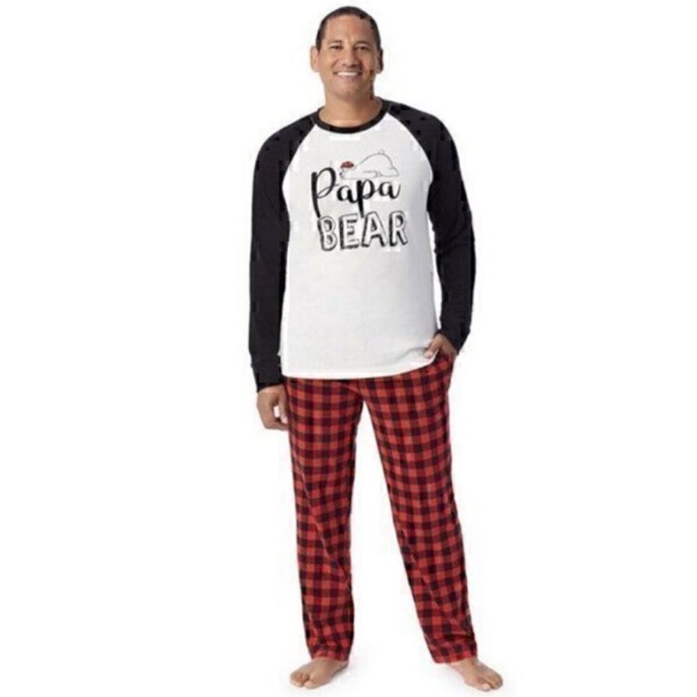 Cuddl Duds- Papa Bear Pajamas for your Families Plaid Holiday Pajama Set- L Tall